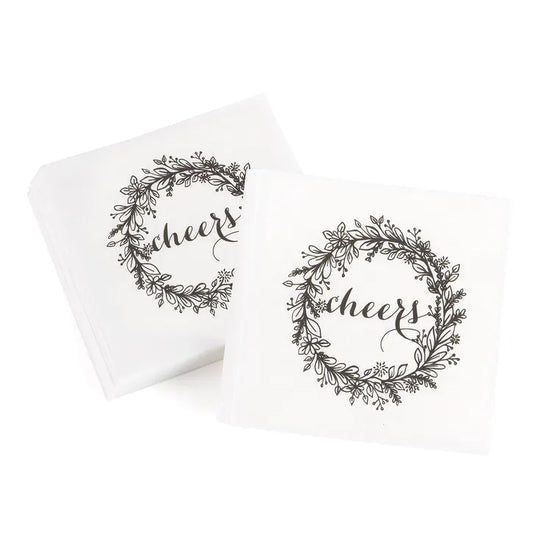 Cheers Rustic Wreath Cocktail Napkin