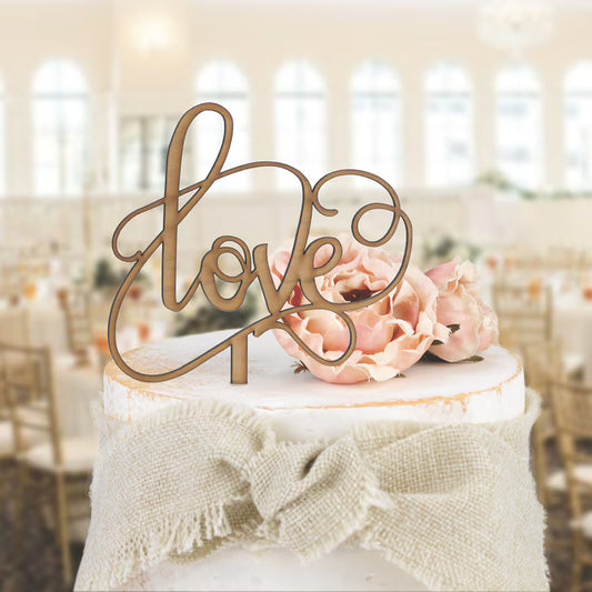 Woodgrain Love - Cake Pick