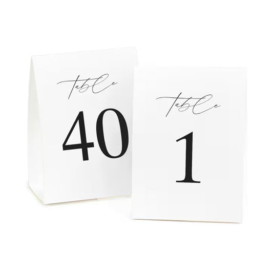 Stylish Table Number Tents 1-40
