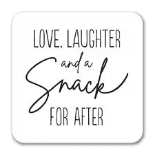 Love Laughter and a Snack for After Label - Square