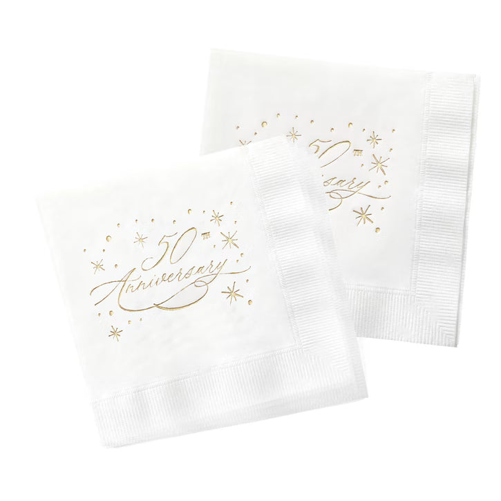 Gold Foil Shimmering 50th Anniversary Napkin