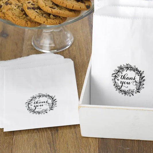 Rustic Wreath Treat Bags - White