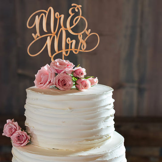 Mr & Mrs Wood Cake Pick
