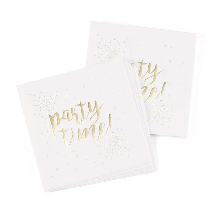 Gold Foil Party Time Cocktail Napkins