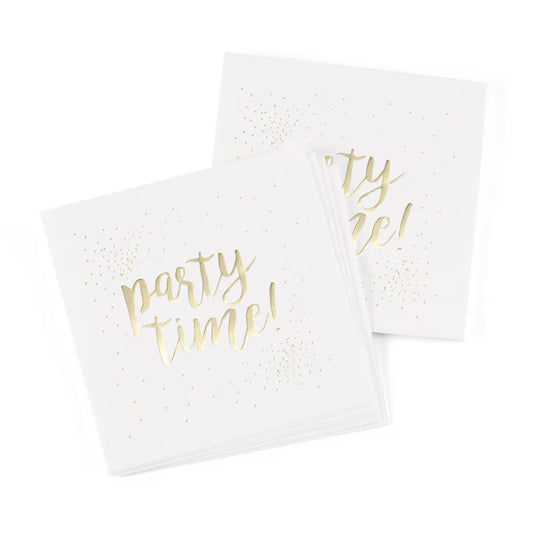 Gold Foil Party Time Cocktail Napkins