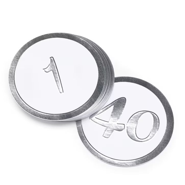 Silver - Table Number Cards - 1 - 40