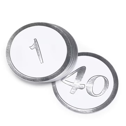 Silver - Table Number Cards - 1 - 40