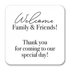 Welcome Thank You Family & Friends Label -Square