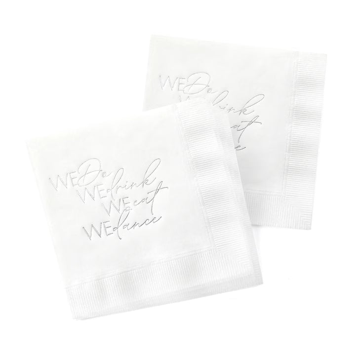 Silver Foil We Do Drink Eat Dance Cocktail Napkin