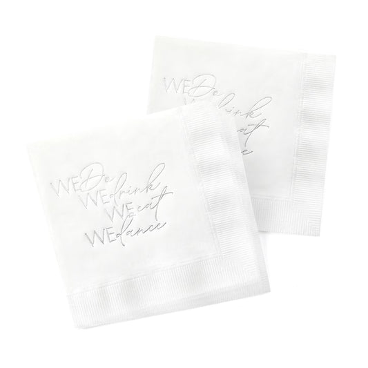 Silver Foil We Do Drink Eat Dance Cocktail Napkin
