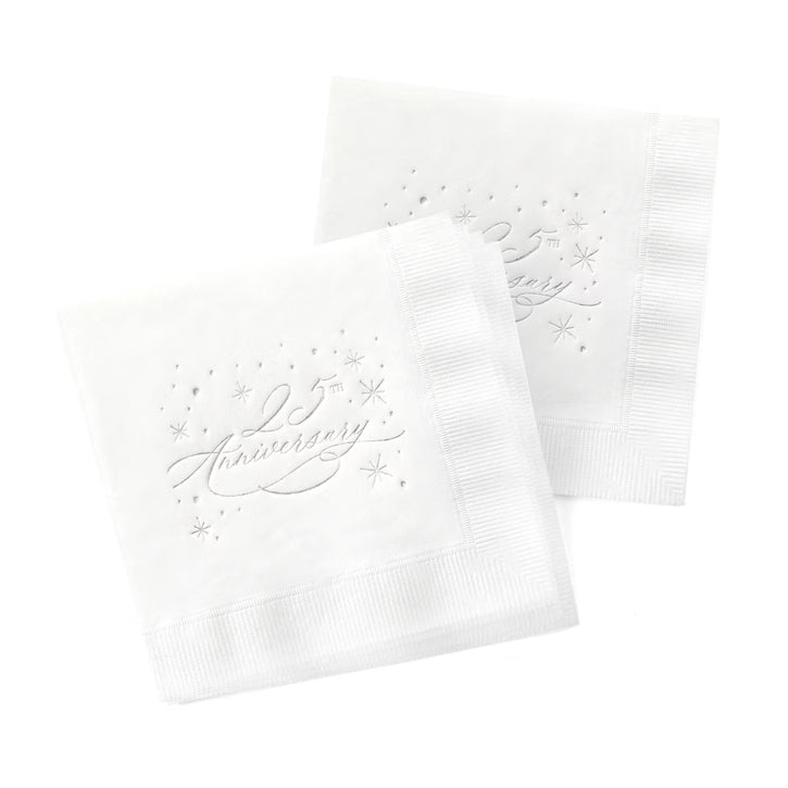 Gold Foil Shimmering 25th Anniversary Napkin