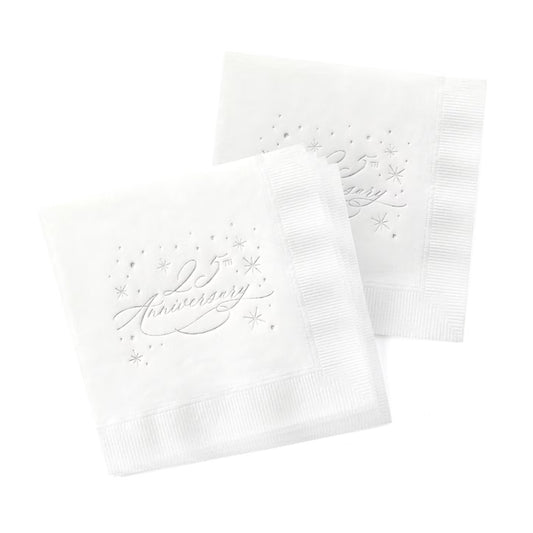 Gold Foil Shimmering 25th Anniversary Napkin