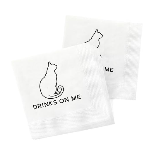 Drinks On The Cat Cocktail Napkins