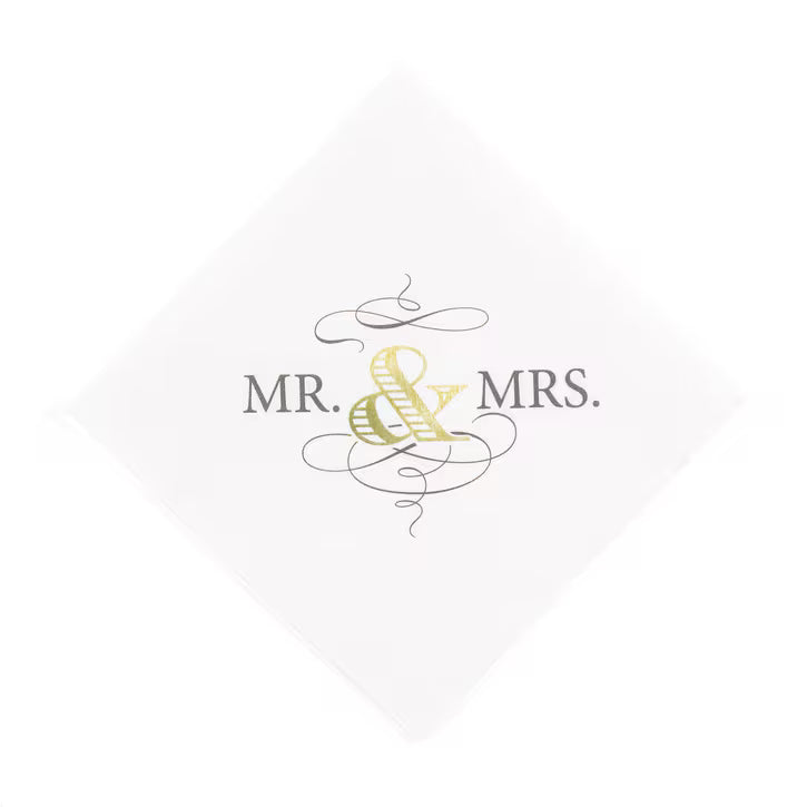 Mr. & Mrs. Golden Elegance Cocktail Napkins