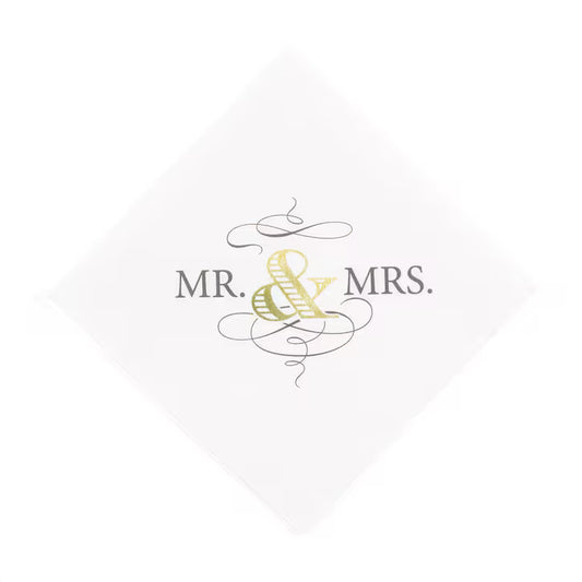 Mr. & Mrs. Golden Elegance Cocktail Napkins