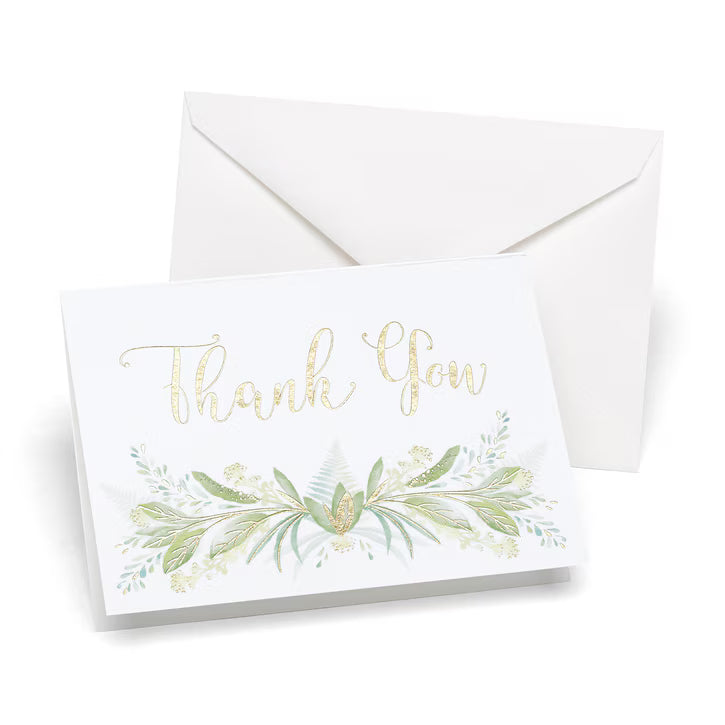 Greenery Thank You Cards - Gold