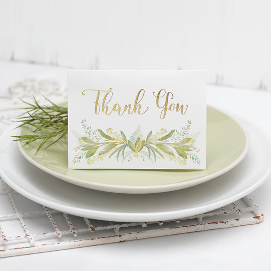 Greenery Thank You Cards - Gold